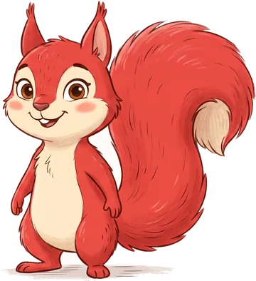 Mila, ein größeres rotes Eichhörnchen mit braunen Augen